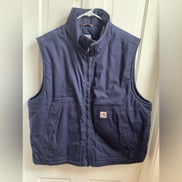 Carhartt Fire Retardant Quick Duck Vest Navy 2XL - Picture 2 of 8